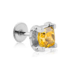 Yellow diamond stud with Horseshoe design crafted in white gold