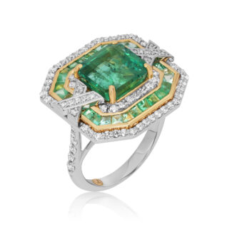 Emerald Art Deco Cocktail Ring