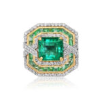 Zambian Emerald Classic Ring with Diamonds