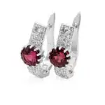 Rhodolite purplish pink garnet earrings with secure English locks