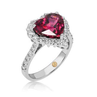 Heart Cut Rhodolite Garnet Ring