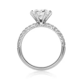 Classic Diamond Engagement Ring crafted in white gold with Diamond Pave on the band