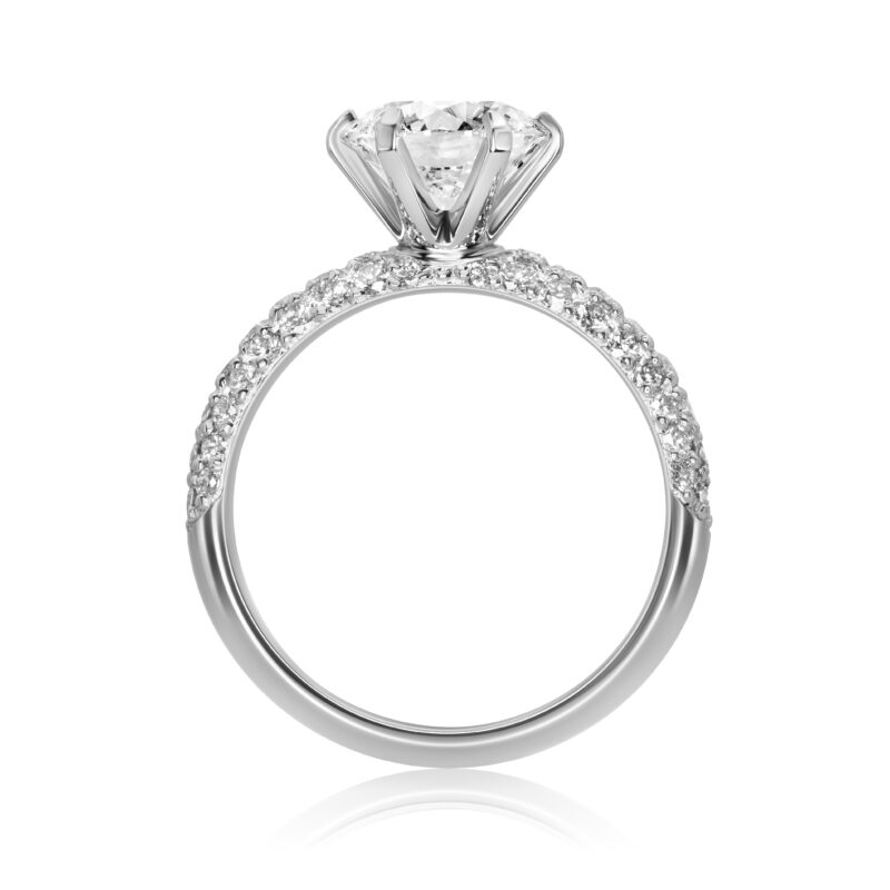 Classic Diamond Engagement Ring with Diamond Pave