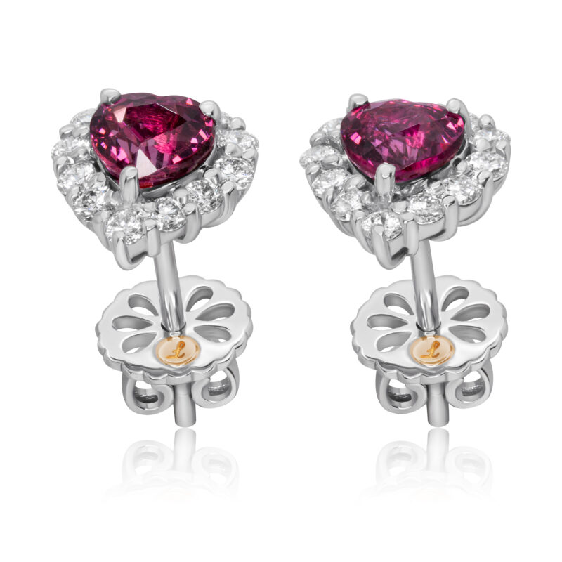 rhodolite garnet studs heart cut